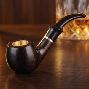 Handmade Wooden Tobacco Pipe with Metal Bowl Insert, Solid Hardwood Smoking Pipe, 8–9mm Filter Compatible, Classic Gentleman Pipe Gift