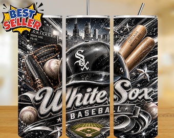White Sox Team PNG Sublimation Design for 20oz Tumbler Wrap, Baseball Ornament (Digital Download)