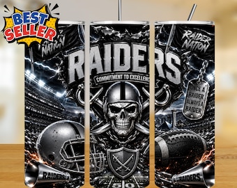 Raiders 20oz Tumbler Wrap Sublimation Design PNG, American Football Game Day PNG (Digital Download)