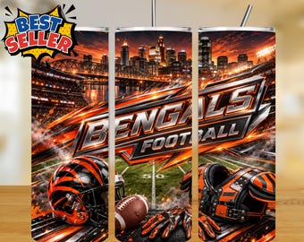 Bengals 20oz Tumbler Wrap Sublimation Design PNG, American Football Game Day PNG (Digital Download)