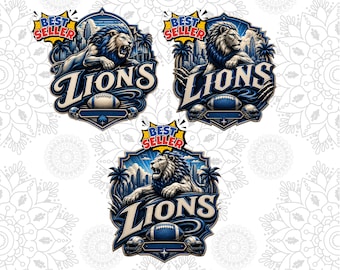 Lions Football T-Shirt Design, Sports Fan Apparel PNG (Digital Download)