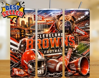 Browns 20oz Tumbler Wrap Sublimation Design PNG, American Football Game Day PNG (Digital Download)