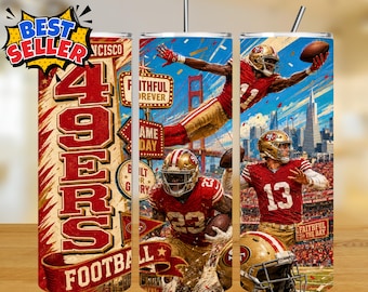 49ers 20oz Tumbler Wrap Sublimation Design PNG, American Football Game Day PNG (Digital Download)