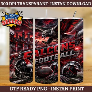 Falcons 20oz Tumbler Wrap Sublimation Design PNG, American Football Game Day PNG (Digital Download)