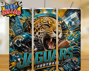 Jaguars 20oz Tumbler Wrap Sublimation Design PNG, American Football Game Day PNG (Digital Download)