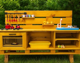 Handmade Garden Play Custom Wooden Children’s Outdoor Mud Kitchen for Kids