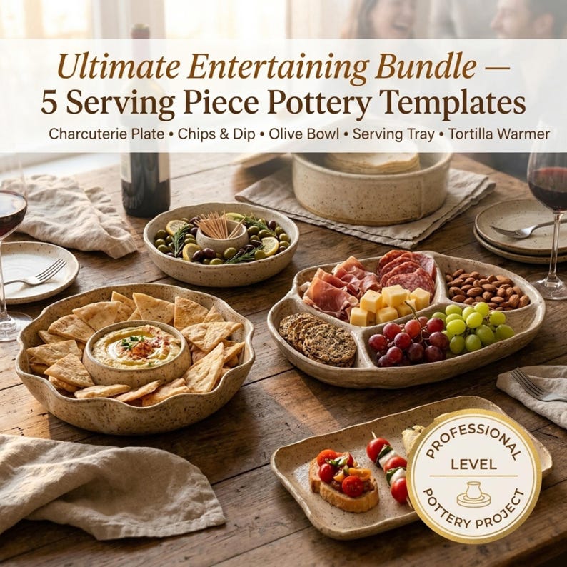 Juego de cerámica para ocasiones especiales / 5 plantillas para planchas / Plato para embutidos, cuenco para patatas fritas, cuenco para salsas, cuenco para aceitunas, bandeja para servir, calentador de tortillas imagen 5