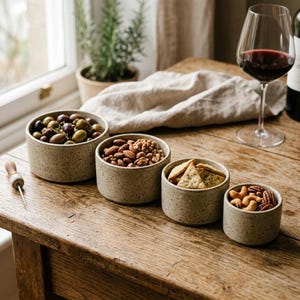 Nesting Tapas Snack Bowl Set Pottery Template PDF | 4 Graduated Straight Sided Ceramic Bowls | DIY Slab Pottery Digital Download