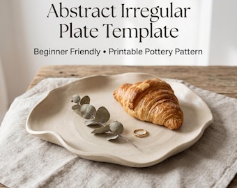 Abstract Irregular Plate Template | DIY Clay Slab Pottery Printable | Organic Wavy Ceramic Plate Pattern