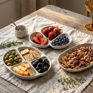 Snack Plate Pottery Bundle | 3 Slab Templates | Wave Plate Flower Petal Plate 4 Section Divided Plate | Beginner Ceramic PDF