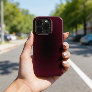 Djupt vinrött iPhone 17 16 15 Pro Max-skal, enfärgat vinrött blankt skal, mörkt Academia-skal, iPhone 14 13 stämningsfull minimalistisk present