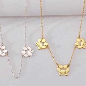 Naamketting pootafdruk, gepersonaliseerde kleine hondenpootketting, minimalistische pootketting, pootafdruk aandenken, gegraveerde pootafdruk