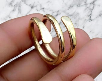 Gold Spiral Wrap, Adjustable Statement Coil, Minimalist 14k Gold Filled Thumb Ring