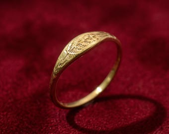 18K Gold Vermeil Flower Leaf Ring - Nature Inspired Ring Boho Jewelry - Gift for her
