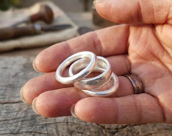 Chunky 925 Sterling Silver Dome Ring Set | Statement Jewelry