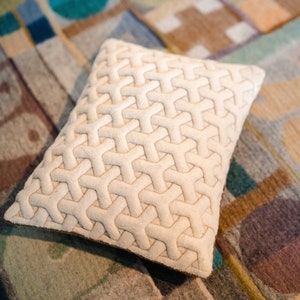 Ypsy - original art, geometric minimalist relief quilted felt pillow cushion
