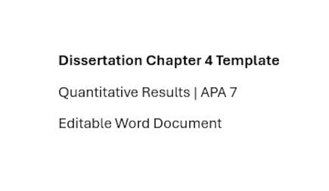 Dissertation Chapter 4 Template APA 7 | Quantitative Results | Phd ...