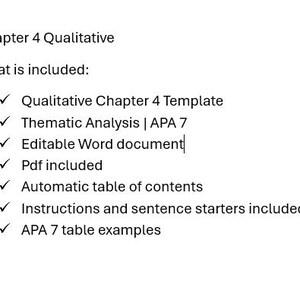 Qualitative Dissertation Chapter 4 Template | Thematic Analysis Results | APA 7 Template | Interview Findings Chapter | Editable Word