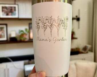 Personalized Birth Flower Tumbler | Custom Travel Mug, Keeps Drinks Hot/Cold