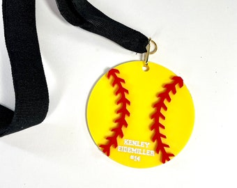 Custom Softball Keychain | Softball Keychain | Softball Award | Softball Lanyard | Softball