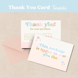 Colorful Thank You Card Template | Editable Aesthetic Order Insert | Bright Playful Branding for Etsy Shop Owners & Small Business