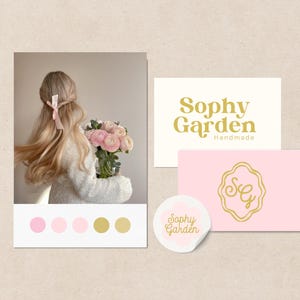 Soft Pink Logo Kit: Minimalist Feminine  Editable Canva Branding Template. Ideal for Boutiques and Small Business. Instant Access