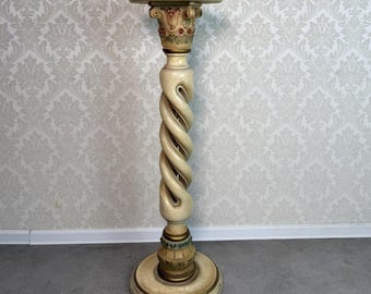 Soporte de pedestal de columna retorcida italiana vintage, columna de exhibición Barley Twist