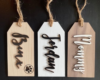 Personalized Stocking tags| Wooden Name tags | 3D Name tags | Personalized Gifts