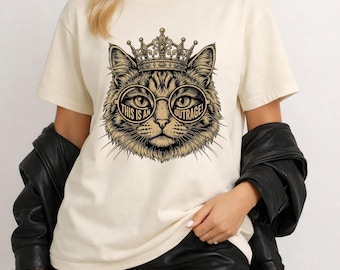 Camiseta Comfort Colors Royal Cat con estampado de gato, camiseta con meme de gato sarcástico e indignante.