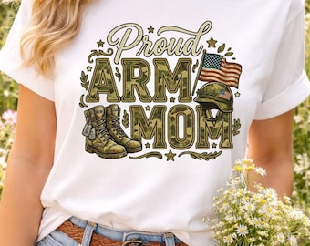 Camiseta Comfort Colors® Proud Army Mom, regalo para mamá militar, camiseta para mamá soldado, camiseta patriótica para mamá, regalo para mamá militar, camiseta para familia militar