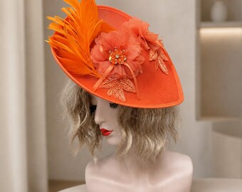 Women’s Sinary Feather Fascinator Hat, Headpiece, Tea Party Wedding Race Day Hat, Kentucky Derby Hat, Church Hat