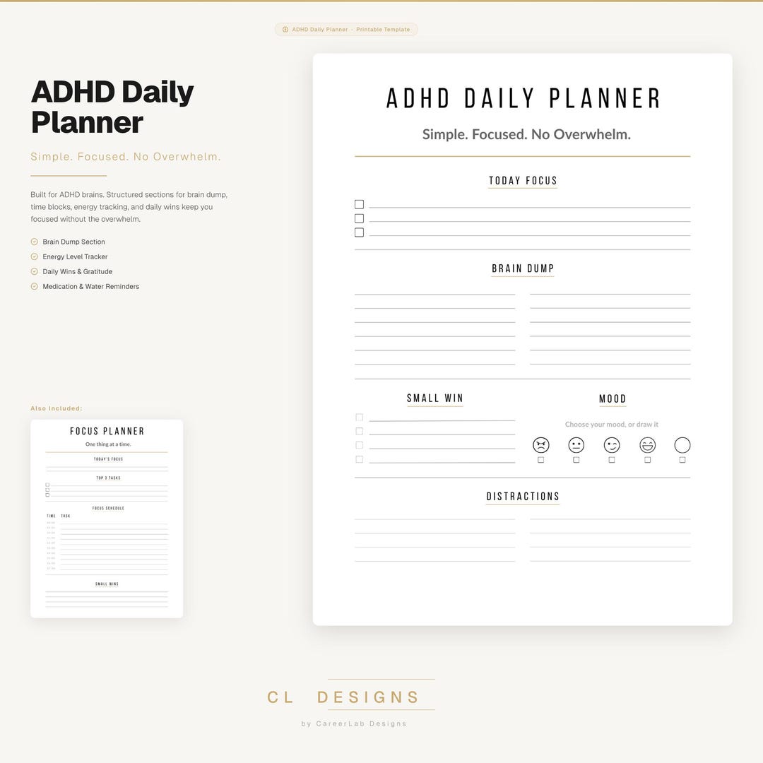 ADHD Planner Bundle Editable and Printable – Get Organized Daily Weekly ...