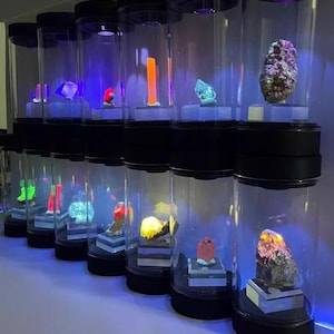 Rotating Mineral Display Tube, Dual UV White Light, Crystal Specimen Storage image 2
