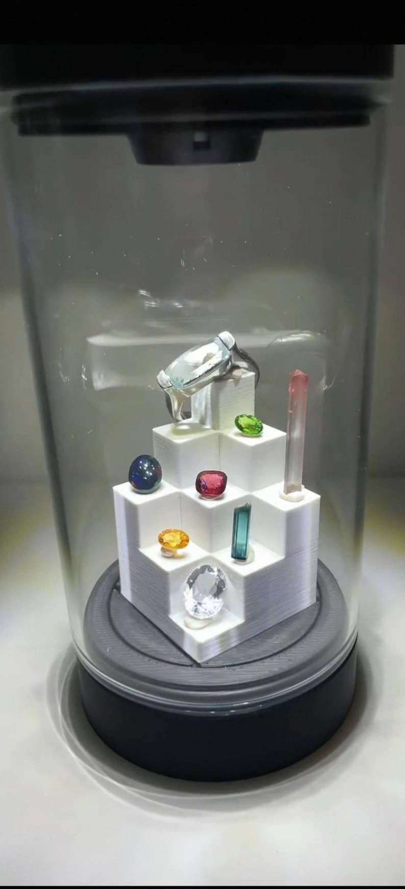 Rotating Mineral Display Tube, Dual UV White Light, Crystal Specimen Storage image 19