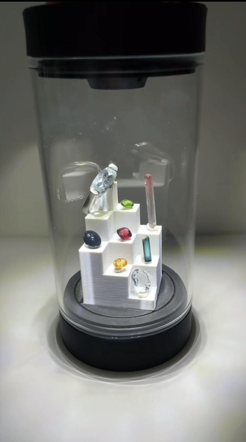 Rotating Mineral Display Tube, Dual UV White Light, Crystal Specimen Storage image 18