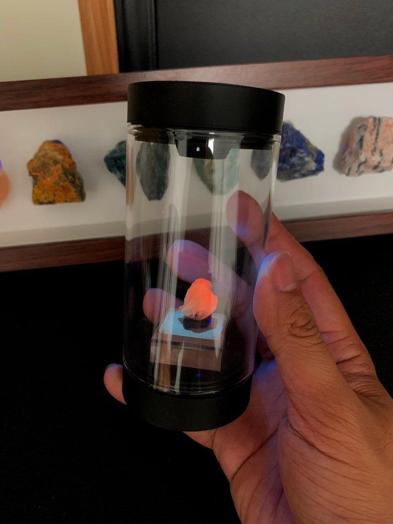 Rotating Mineral Display Tube, Dual UV White Light, Crystal Specimen Storage image 14