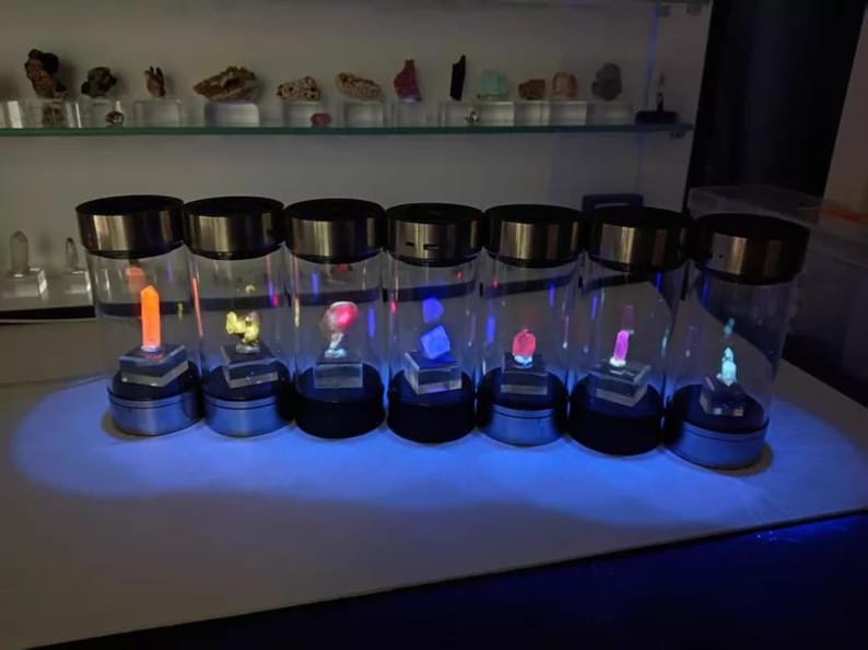 Rotating Mineral Display Tube, Dual UV White Light, Crystal Specimen Storage image 12