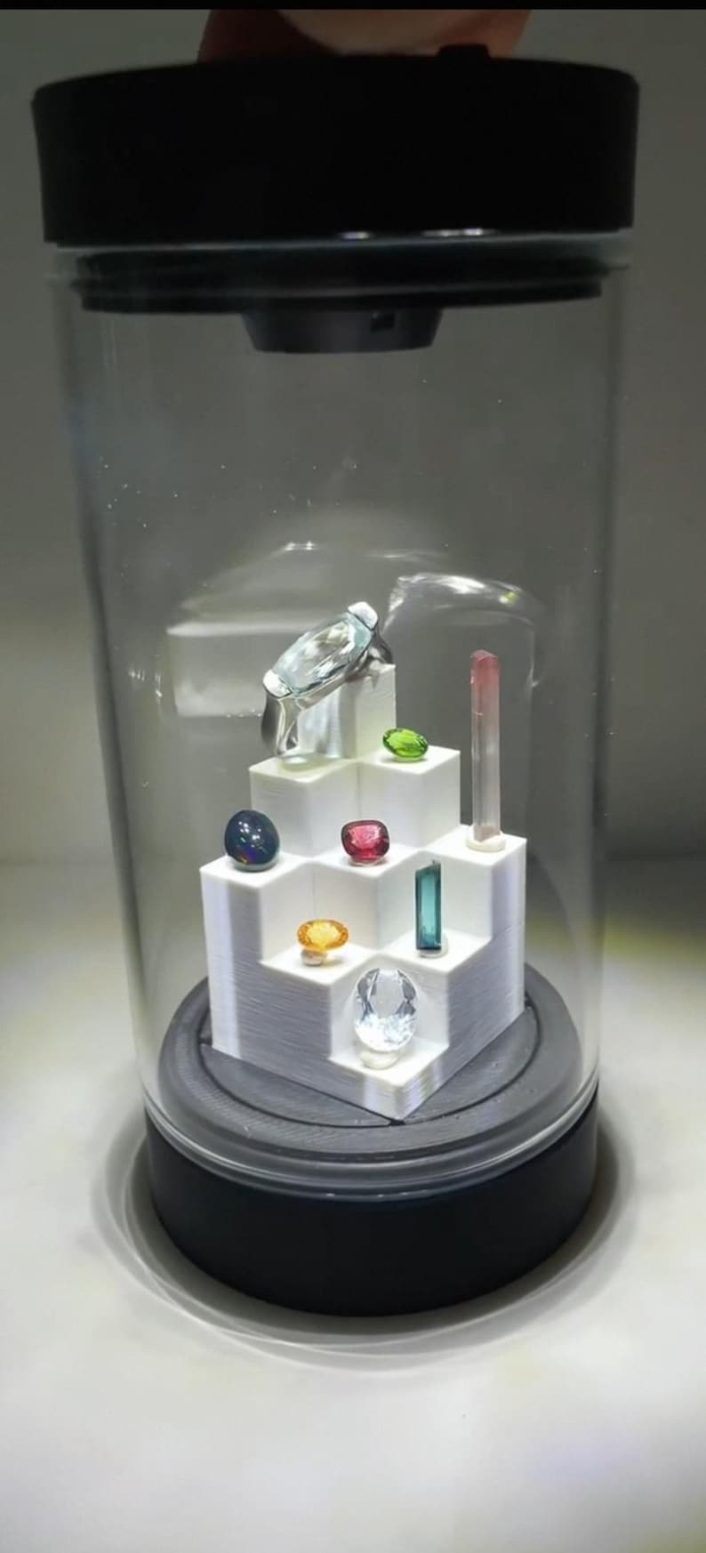 Rotating Mineral Display Tube, Dual UV White Light, Crystal Specimen Storage image 20