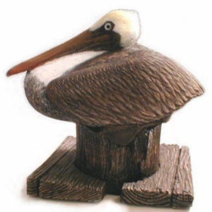 Brown PELICAN sculpture wildlife bird seashore art sculpture image 1