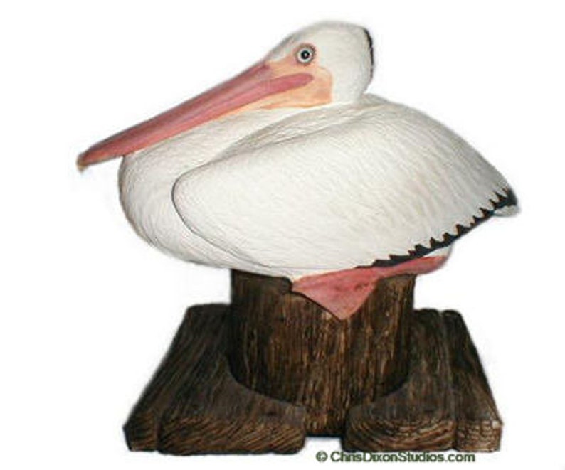 Brown PELICAN sculpture wildlife bird seashore art sculpture image 5