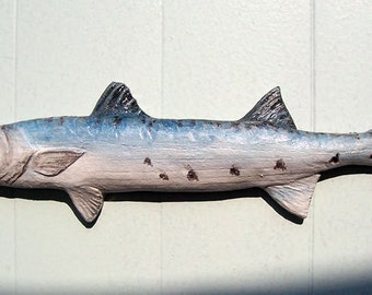 Barracuda wall fish carving cast