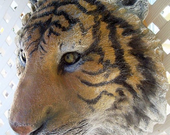 Big Lifesized Tiger Head Statue Wall Artist Sculpture - Etsy