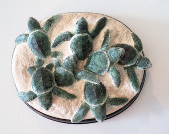 Green Sea Turtle Nest Artist Sculpture 8 x 3 in