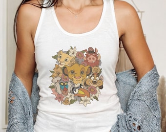 Retro 90s Lion King Simba & Timon Tank Top, Vintage Hakuna Matata Tank Top, Disneyland Trip Tank, Disney Family Matching Lion King
