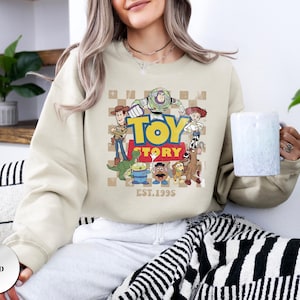 Disney Toy Story 1995 Retro Sweatshirt, Woody Buzz Lightyear Rex Sweatshirt, WDW Disneyland Family Vacation 2026 Trip, Disney Pixar Fest image 1