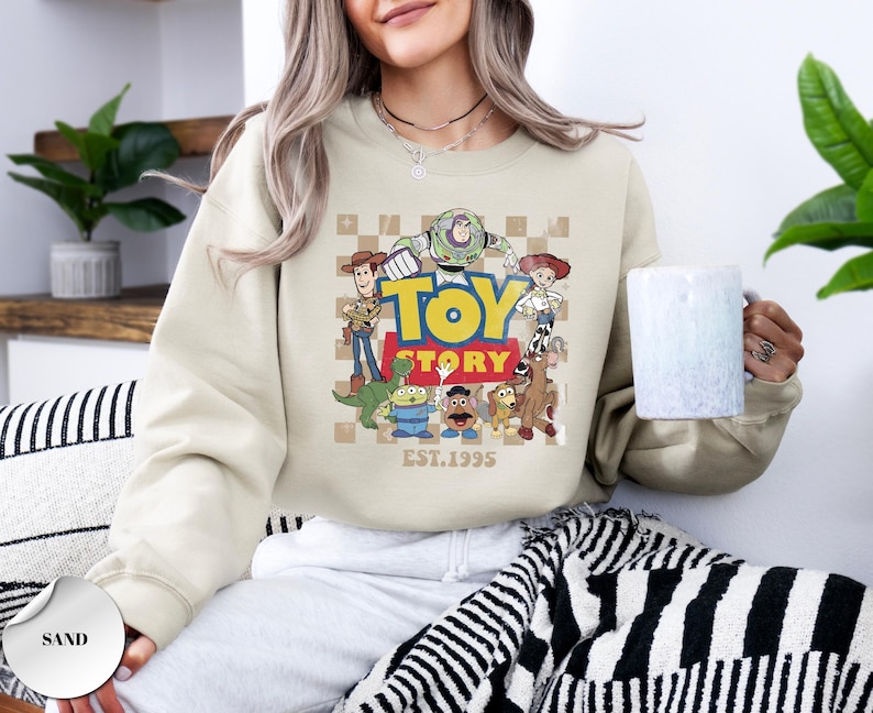 Disney Toy Story 1995 Retro Sweatshirt, Woody Buzz Lightyear Rex Sweatshirt, WDW Disneyland Family Vacation 2026 Trip, Disney Pixar Fest image 1