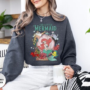 Retro Little Mermaid Sweatshirts, Disney Princess Ariel Sweatshirt, Ariel Flounder Sweatshirt, Birthday Girl Trip Sweatshirt, image 5