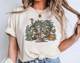 Camiseta Disney Mickey & Friends Animal Kingdom Safari Mode, camiseta de viaje a Walt Disney World, camiseta de regalo "Let's Get Wild", vacaciones familiares en Disneyland