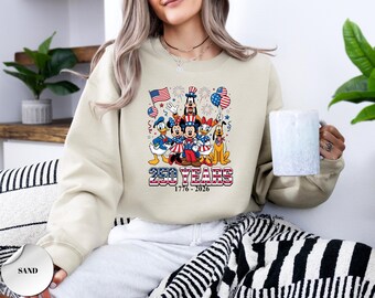 Retro Mickey Mouse 250 Years Sweatshirt, America 250th Anniversary Sweater , Patriotic Disney Graphic Sweatshirt, National Holiday Outfit