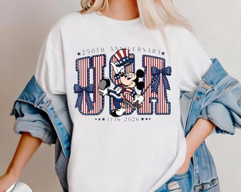 Comfort ColorsRetro Mickey America 250th Anniversary Shirt, 1776–2026 Patriotic T-shirt, USA Semiquincentennial Tee, Disney 4th of July Tee